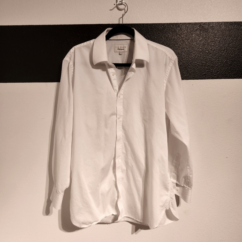 Ted Baker Endurance Crisp White Button Down Shirt Size 16.5 Approx L/XL